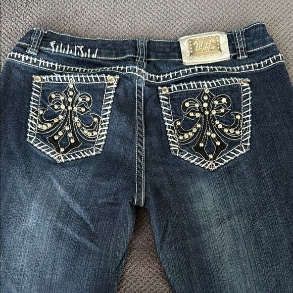 Miss Chic Bootcut Jeans‎ Size 11 Medium Wash Embellished Pockets Stretch Denim - Picture 3 of 8